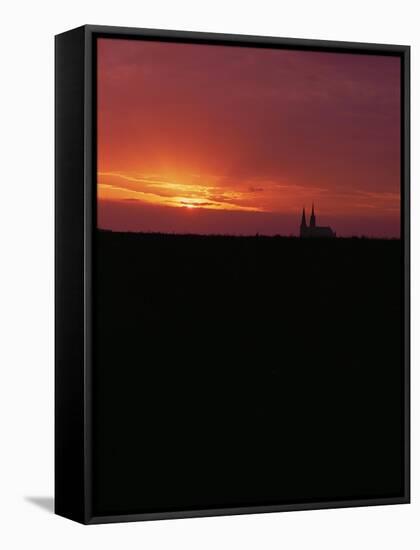 View of Cathedral, Seen Across the Fields of the Beauce Region-null-Framed Stretched Canvas