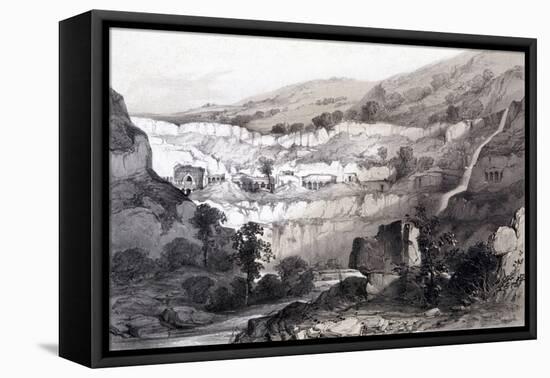 View of Caves, Ajunta, India, 1844-Thomas Colman Dibdin-Framed Stretched Canvas