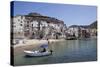 View of Cefalu Beach, Sicily, Italy, Mediterranean, Europe-Oliviero Olivieri-Stretched Canvas