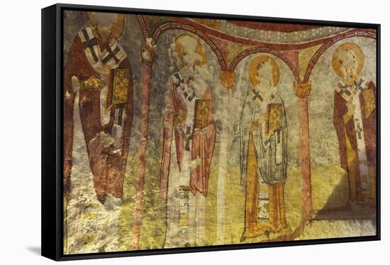 View of Ceiling with Fresco Painting in a Cave Church-Simon Montgomery-Framed Stretched Canvas