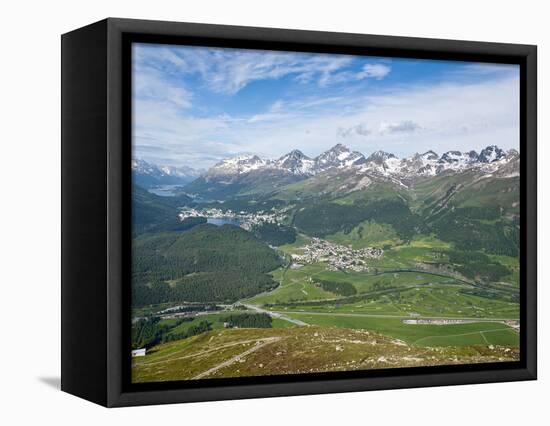 View of Celerina and St. Moritz From Top of Muottas Muragl, Switzerland, Europe-Michael DeFreitas-Framed Stretched Canvas