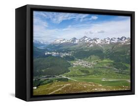 View of Celerina and St. Moritz From Top of Muottas Muragl, Switzerland, Europe-Michael DeFreitas-Framed Stretched Canvas