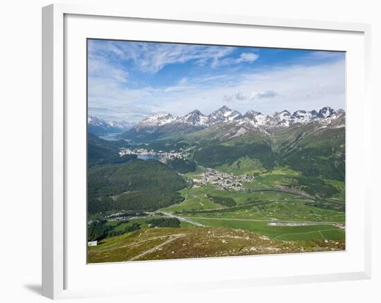 View of Celerina and St. Moritz From Top of Muottas Muragl, Switzerland, Europe-Michael DeFreitas-Framed Photographic Print
