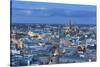 View of Central Hamburg at dusk, Germany-Ian Trower-Stretched Canvas