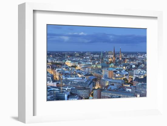 View of Central Hamburg at dusk, Germany-Ian Trower-Framed Photographic Print