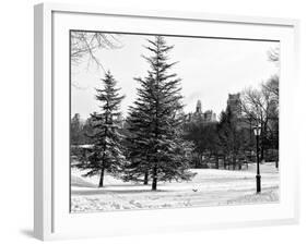 View of Central Park with a Squirrel running around on the Snow-Philippe Hugonnard-Framed Photographic Print