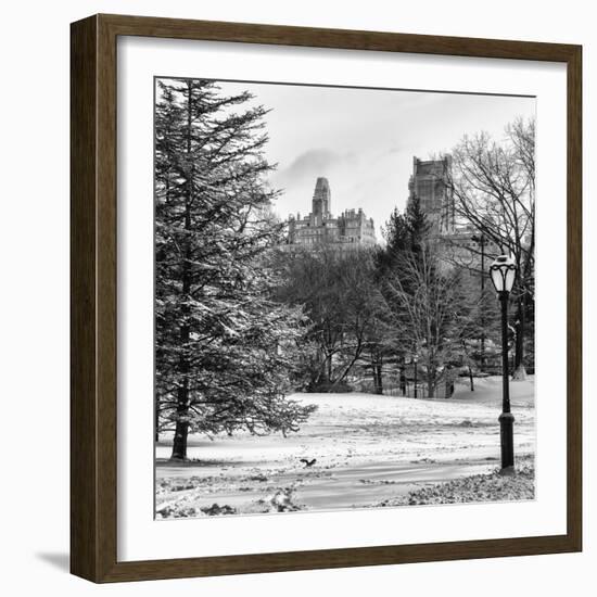 View of Central Park with a Squirrel running around on the Snow-Philippe Hugonnard-Framed Photographic Print