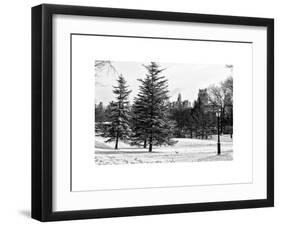 View of Central Park with a Squirrel running around on the Snow-Philippe Hugonnard-Framed Art Print