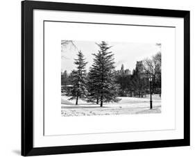 View of Central Park with a Squirrel running around on the Snow-Philippe Hugonnard-Framed Art Print