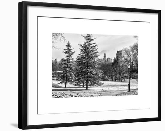 View of Central Park with a Squirrel running around on the Snow-Philippe Hugonnard-Framed Art Print