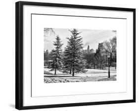 View of Central Park with a Squirrel running around on the Snow-Philippe Hugonnard-Framed Art Print