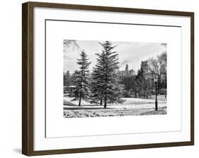 View of Central Park with a Squirrel running around on the Snow-Philippe Hugonnard-Framed Art Print