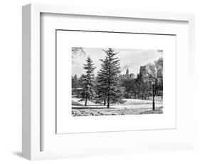 View of Central Park with a Squirrel running around on the Snow-Philippe Hugonnard-Framed Art Print