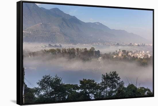 View of Champa Devi, a sacred mountain from Sneha's Care, Bhaisipati, Kathmandu, Nepal, Himalayas,-Thomas L. Kelly-Framed Stretched Canvas