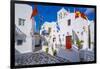 View of chapel and whitewashed narrow street, Mykonos Town, Mykonos, Cyclades Islands, Aegean Sea-Frank Fell-Framed Photographic Print