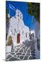 View of chapel and whitewashed narrow street, Mykonos Town, Mykonos, Cyclades Islands, Aegean Sea-Frank Fell-Mounted Photographic Print