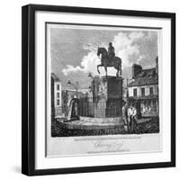 View of Charing Cross, Showing the Statue of King Charles I, Westminster, London, 1817-JC Varrall-Framed Giclee Print