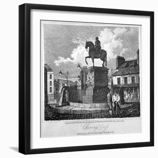 View of Charing Cross, Showing the Statue of King Charles I, Westminster, London, 1817-JC Varrall-Framed Giclee Print