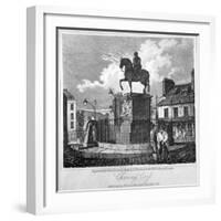 View of Charing Cross, Showing the Statue of King Charles I, Westminster, London, 1817-JC Varrall-Framed Giclee Print