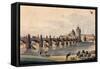 View of Charles Bridge from Kampa Island, Prague, C.1810-null-Framed Stretched Canvas