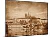 View of Charles Bridge over Vltava River and Gradchany (Prague Castle) and St. Vitus Cathedral Vint-f9photos-Mounted Photographic Print