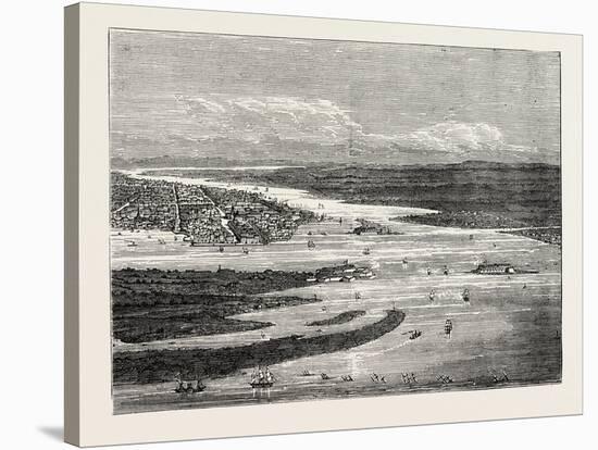 View of Charleston Harbour, Showing the Forts and Sunken Vessels, USA, 1870S-null-Stretched Canvas