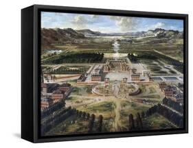 View of Chateau and Gardens of Versailles, Taken from Paris Avenue-Pierre Patel-Framed Stretched Canvas
