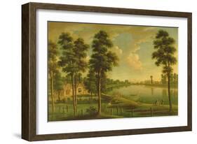 View of Chelsea Reservoir and Waterworks, with Westminster Abbey in the Distance, C.1725-null-Framed Giclee Print