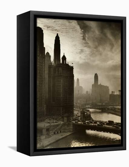 View of Chicago Sky and Skyscrapers-null-Framed Stretched Canvas