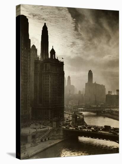 View of Chicago Sky and Skyscrapers-null-Stretched Canvas