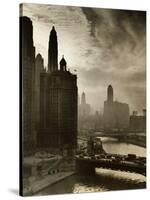 View of Chicago Sky and Skyscrapers-null-Stretched Canvas
