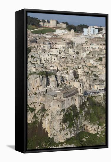 View of Chiesa Di San Pietro Caveoso in the Sassi Area of Matera and the Ravine-Martin-Framed Stretched Canvas
