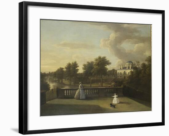 View of Chiswick Villa from a Balcony Above the Cascade with the Lake, 1742-George Lambert-Framed Giclee Print