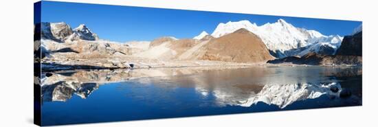 View of Cho Oyu Mirroring in Lake - Cho Oyu Base Camp - Everest Trek - Nepal-Daniel Prudek-Stretched Canvas