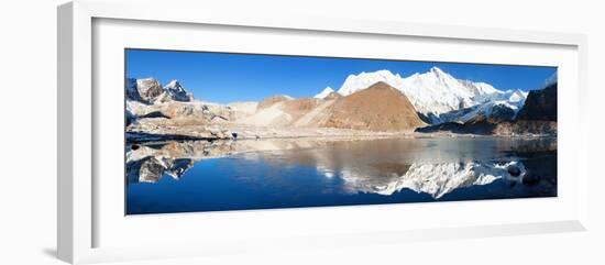View of Cho Oyu Mirroring in Lake - Cho Oyu Base Camp - Everest Trek - Nepal-Daniel Prudek-Framed Photographic Print