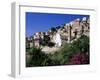 View of Church and Village on Hillside, Lumio, Near Calvi, Mediterranean, France-Ruth Tomlinson-Framed Photographic Print