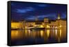 View of City across River-John Miller-Framed Stretched Canvas