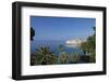 View of City across the Sea and Through Palm Trees-John Miller-Framed Photographic Print