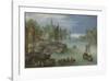 View of City Along a River-Pieter Bruegel the Elder-Framed Premium Giclee Print