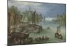 View of City Along a River-Pieter Bruegel the Elder-Mounted Premium Giclee Print