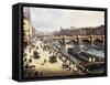 View of City and Pont-Neuf from Bank of Louvre, 1832-Giuseppe Canella-Framed Stretched Canvas