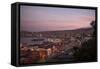 View of City and Ports at Dusk from Paseo 21 De Mayo, Cerro Playa Ancha, Valparaiso-Ben Pipe-Framed Stretched Canvas