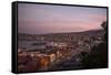 View of City and Ports at Dusk from Paseo 21 De Mayo, Cerro Playa Ancha, Valparaiso-Ben Pipe-Framed Stretched Canvas