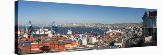 View of City and Ports from Paseo 21 De Mayo, Cerro Playa Ancha, Valparaiso-Ben Pipe-Stretched Canvas