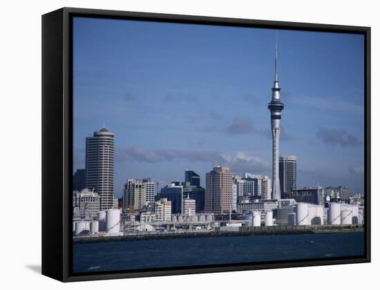 View of City and Tower from the Water, Auckland, North Island, New Zealand-D H Webster-Framed Stretched Canvas