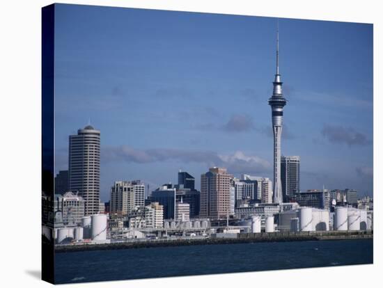 View of City and Tower from the Water, Auckland, North Island, New Zealand-D H Webster-Stretched Canvas