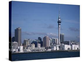 View of City and Tower from the Water, Auckland, North Island, New Zealand-D H Webster-Stretched Canvas