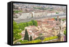 View of City Center of Florence and River Arno, Florence (Firenze), Tuscany, Italy, Europe-Nico Tondini-Framed Stretched Canvas