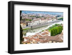 View of City Center of Florence and River Arno, Florence (Firenze), Tuscany, Italy, Europe-Nico Tondini-Framed Photographic Print