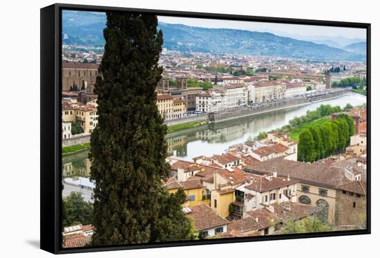 View of City Center of Florence, River Arno, Florence (Firenze), Tuscany, Italy, Europe-Nico Tondini-Framed Stretched Canvas